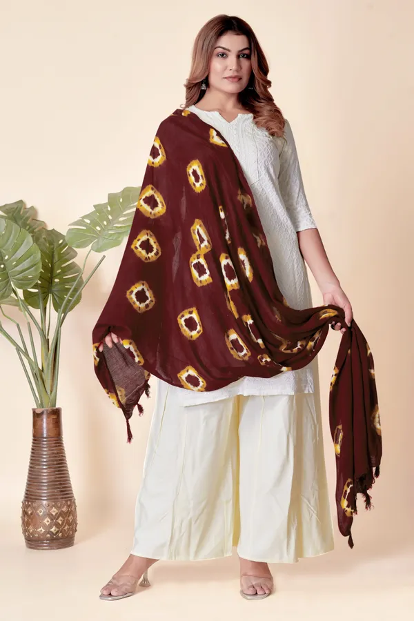 Maroon_Cotton_Bandhani_Circle_Ethnic_Dupatta_For_Women