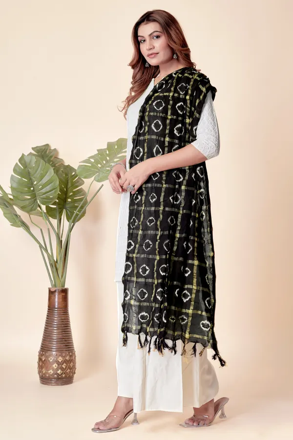 Black_Cotton_Checkered_Everyday_Dupatta_For_Women