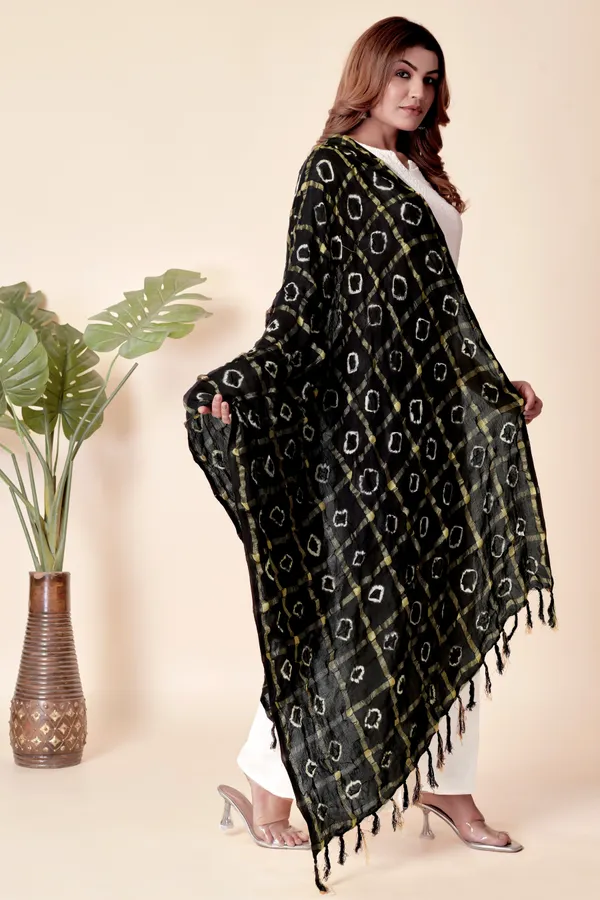 Black_Cotton_Checkered_Everyday_Dupatta_For_Women