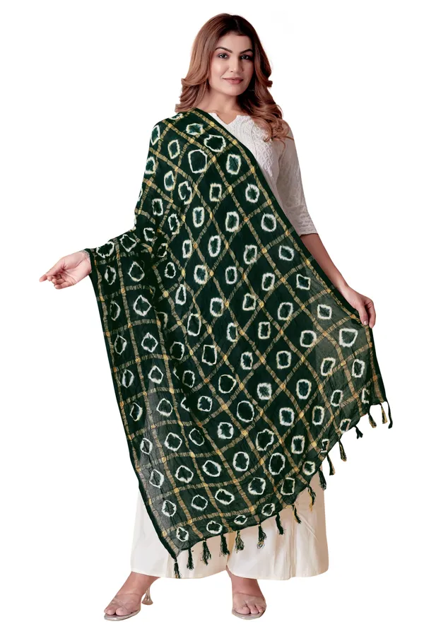 Green_Cotton_Checkered_Everyday_Dupatta_For_Women