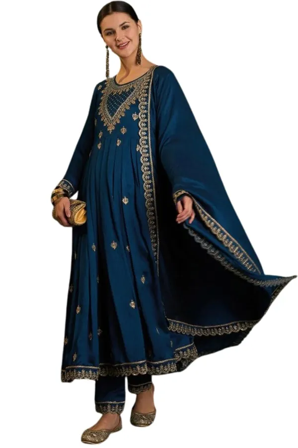 Morpich_Cp_Vichitra_Premium_&_Elegant_Round_Neck_A-Line_Knee_Length_Kurta_Set_With_Dupatta_For_Women