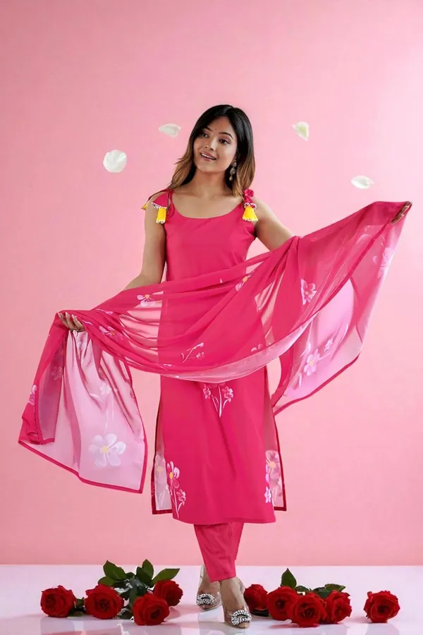 Rani_Viscose_French_Crepe_Premium_&_Elegant_Round_Neck_A-Line_Knee_Length_Kurta_Set_With_Dupatta_For_Women