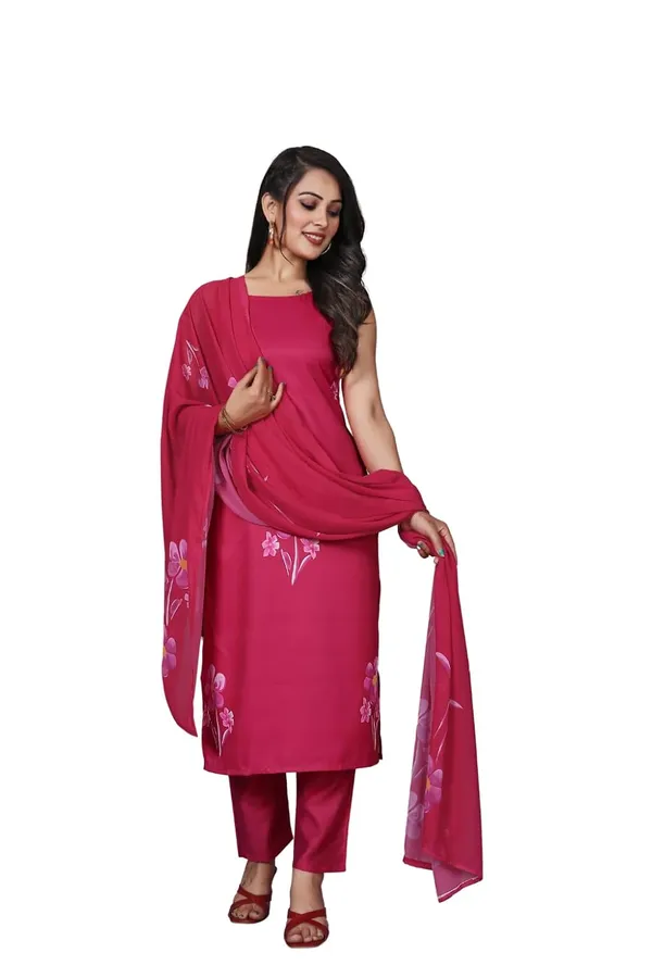 Rani_Viscose_French_Crepe_Premium_&_Elegant_Round_Neck_A-Line_Knee_Length_Kurta_Set_With_Dupatta_For_Women
