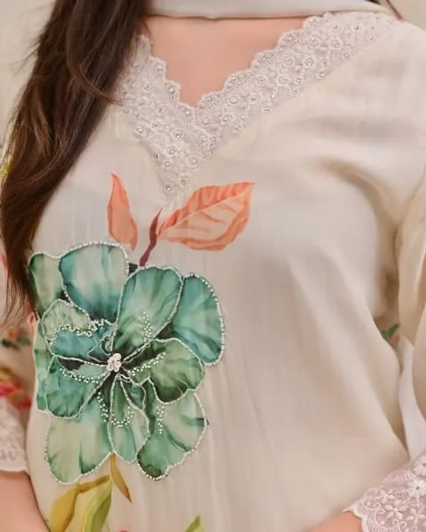 White_Nylon_Taby_Premium_&_Elegant_V_Neck_A-Line_Knee_Length_Kurta_Set_With_Dupatta_For_Women