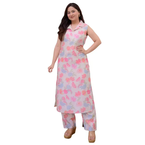 Pink_Poly_Rayon_Premium_&_Elegant_Round_Neck_A-Line_Kurta_Set_For_Women