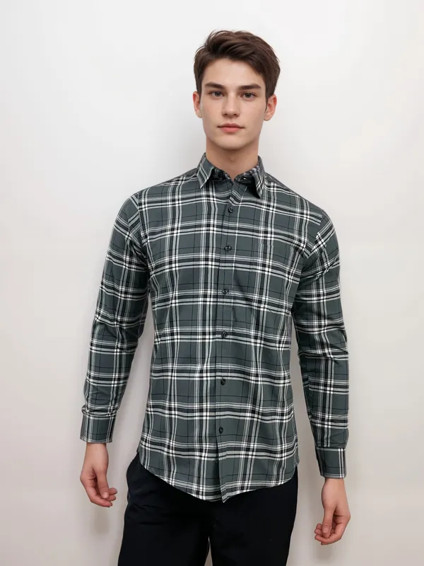 Forest_Green_Premium_Cotton_Oxford_Check_Shirt_For_Men