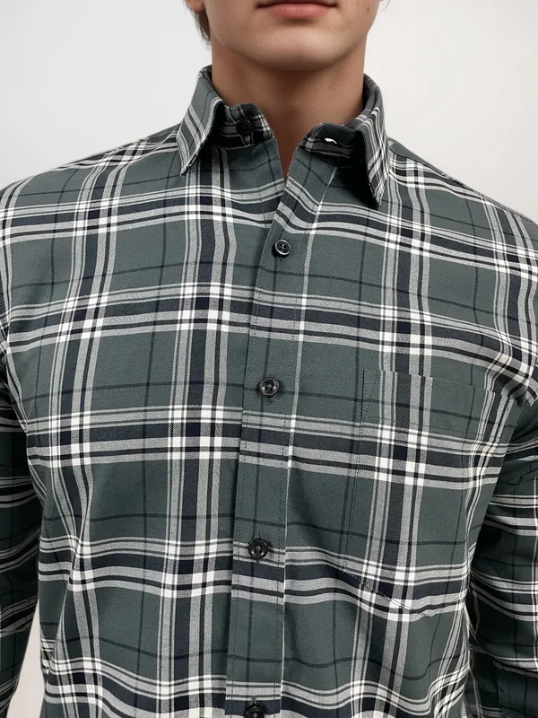 Forest_Green_Premium_Cotton_Oxford_Check_Shirt_For_Men