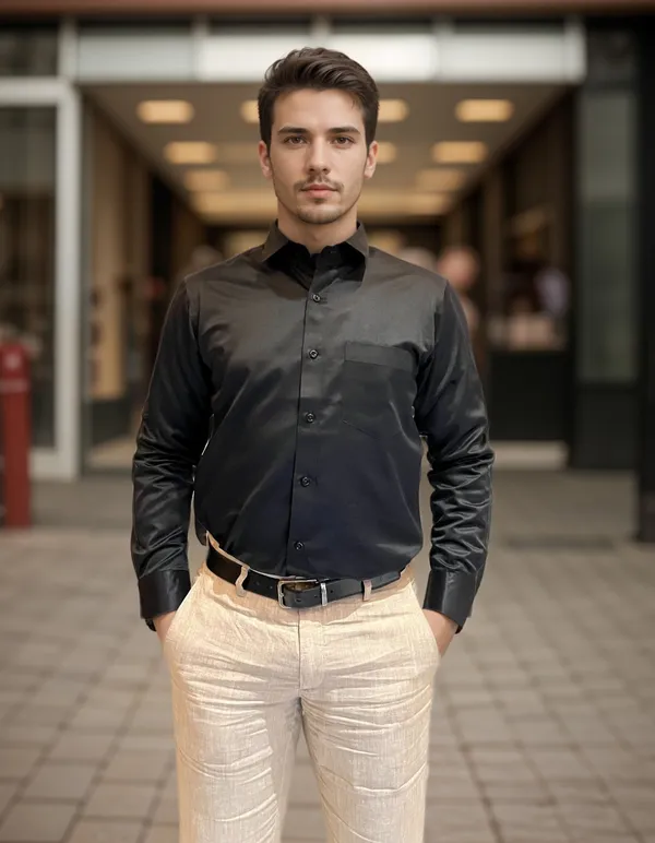 Black_Fabusa_Plain_Poly_Cotton_Smart_Fit_Shirt_For_Men