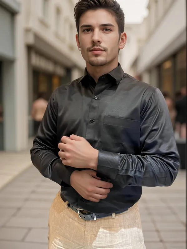 Black_Fabusa_Plain_Poly_Cotton_Smart_Fit_Shirt_For_Men