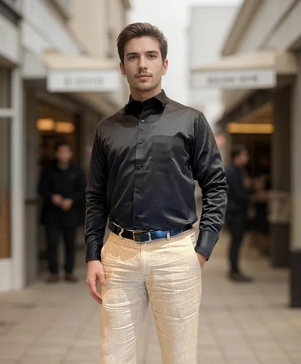 Black_Fabusa_Plain_Poly_Cotton_Smart_Fit_Shirt_For_Men