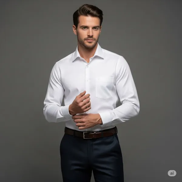 White__Fabusa_Plain_Poly_Cotton_Smart_Fit_Shirt_For_Men