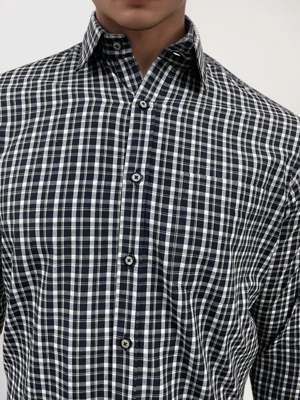 Black_Cotton_Rich_Micro-Check_Shirt_For_Men