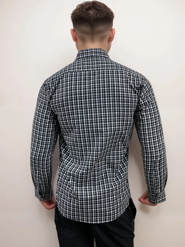 Black_Cotton_Rich_Micro-Check_Shirt_For_Men