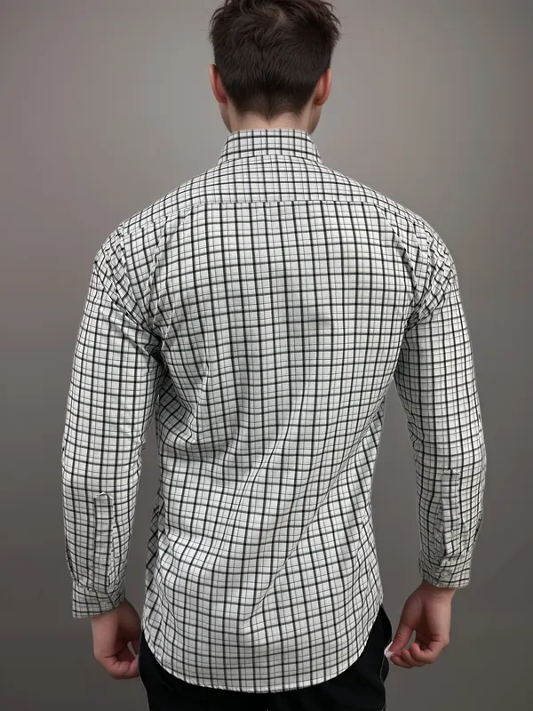 White_Cotton_Rich_Micro-Check_Shirt_For_Men