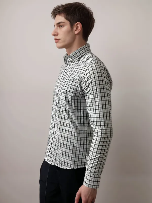 White_Cotton_Rich_Micro-Check_Shirt_For_Men