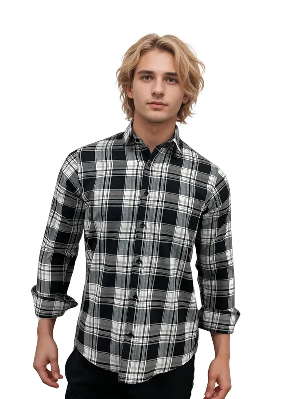 Black_&_White_Classic_Checked_Warm_Winter_Rich_Shirt_For_Men
