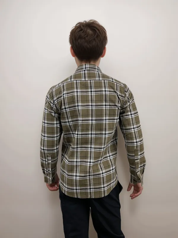 Moss_Green_Premium_Cotton_Oxford_Check_Shirt_For_Men