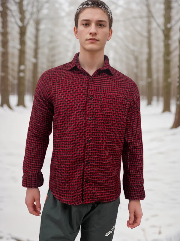 Crimson_Red_And_Black_Houndstooth_Warm_Winter_Casual_Shirt_For_Men