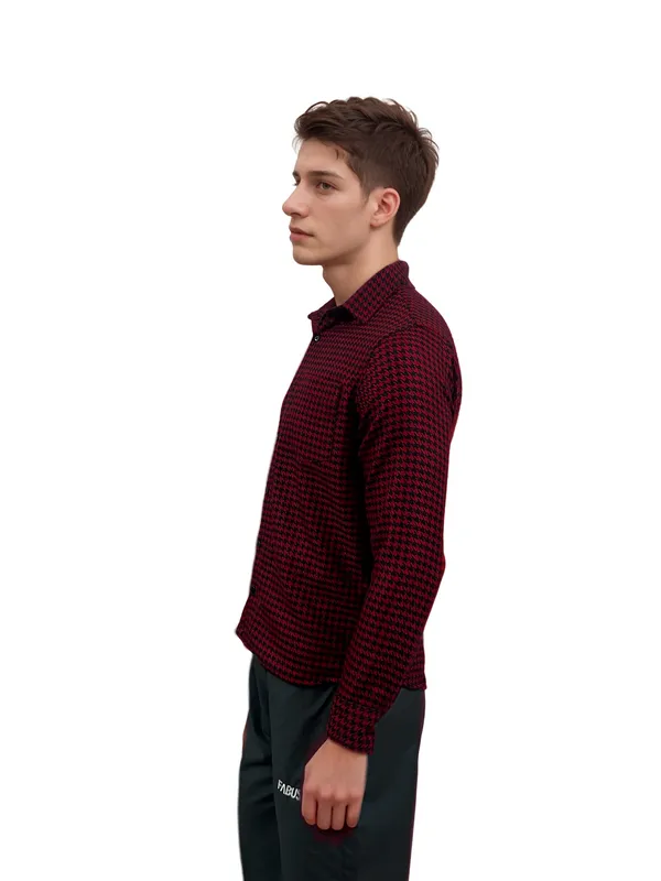 Crimson_Red_And_Black_Houndstooth_Warm_Winter_Casual_Shirt_For_Men