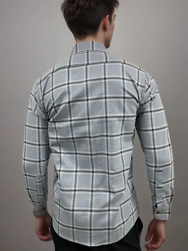 Ash_Grey_Premium_Cotton_Oxford_Check_Shirt_For_Men