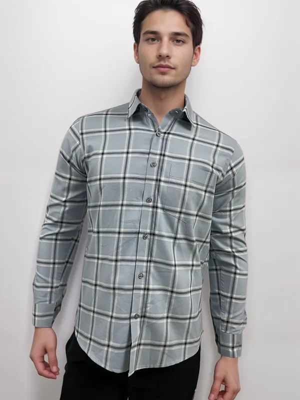Ash_Grey_Premium_Cotton_Oxford_Check_Shirt_For_Men