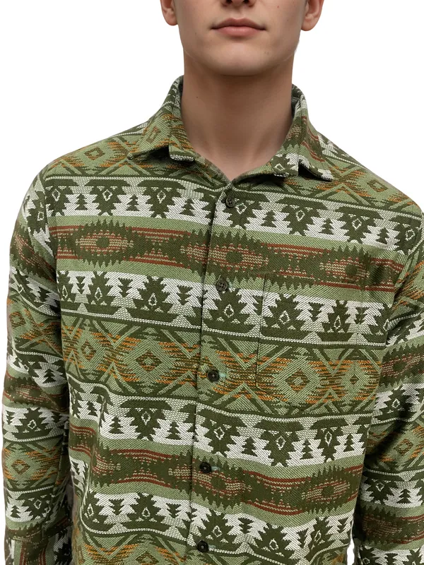 Olive_&_White_Warm_Winter_Shirt_For_Men