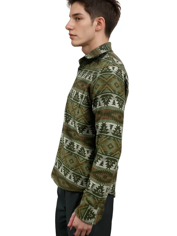 Olive_&_White_Warm_Winter_Shirt_For_Men