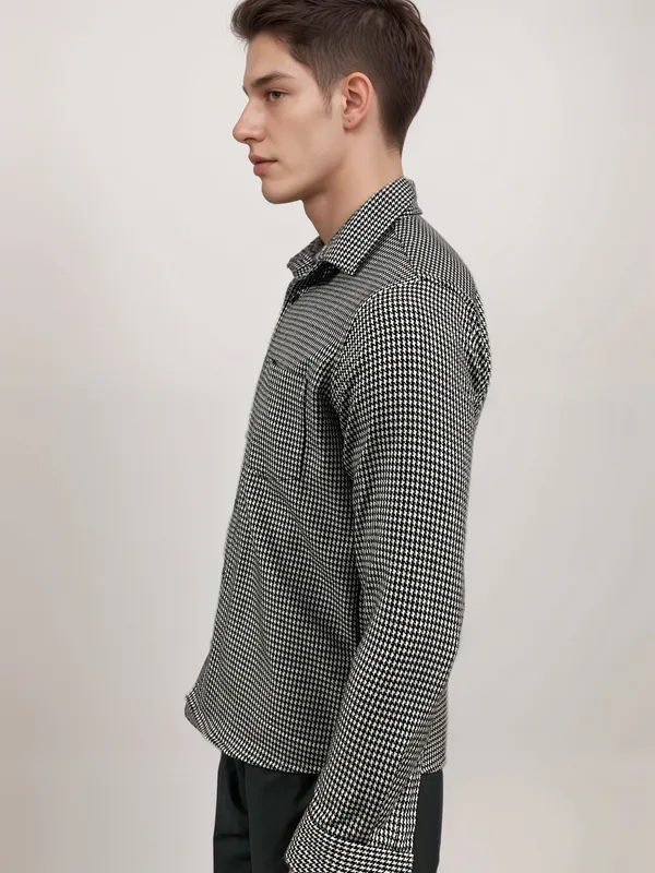 Black_&_White_Houndstooth_Casual_Shirt_For_Men
