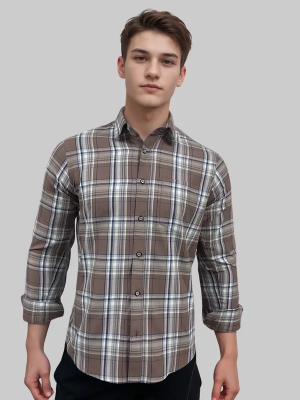 Aqua_Mist_Classic_Cotton_Rich_Check_Shirt_For_Men