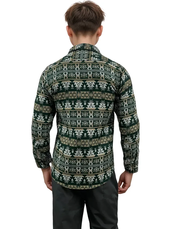 Green_&_White_Warm__Winter_Shirt_For_Men