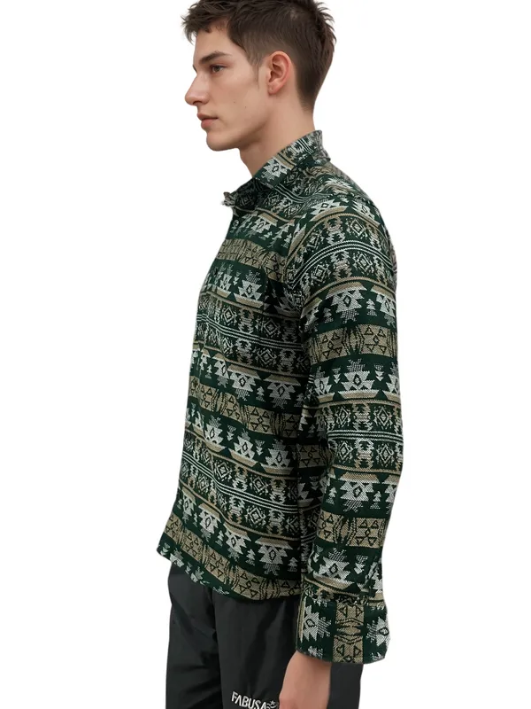 Green_&_White_Warm__Winter_Shirt_For_Men