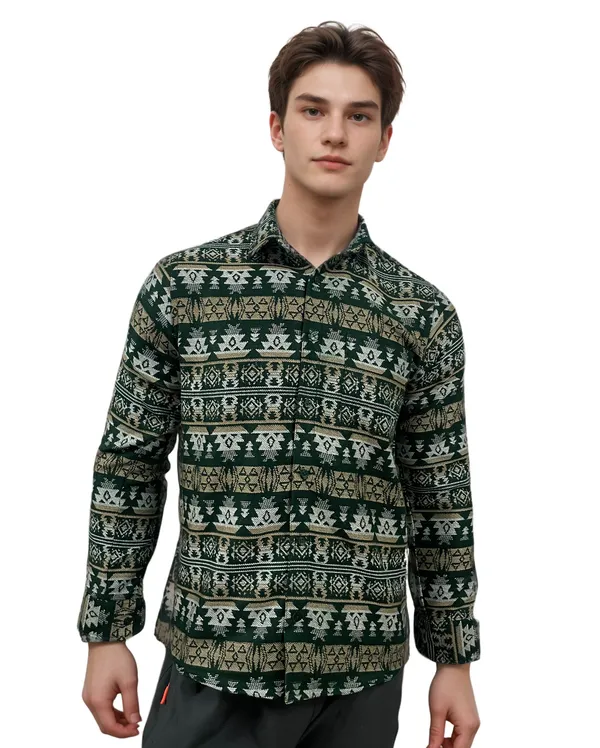 Green_&_White_Warm__Winter_Shirt_For_Men