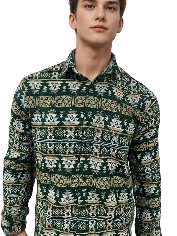 Green_&_White_Warm__Winter_Shirt_For_Men