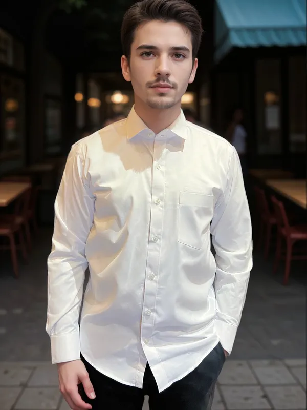 White__Fabusa_Plain_Poly_Cotton_Smart_Fit_Shirt_For_Men