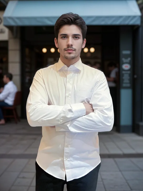 White__Fabusa_Plain_Poly_Cotton_Smart_Fit_Shirt_For_Men