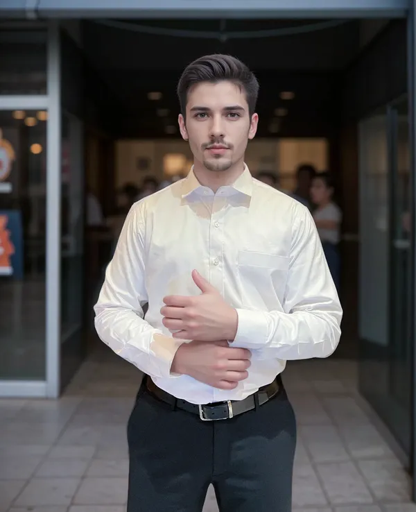 White__Fabusa_Plain_Poly_Cotton_Smart_Fit_Shirt_For_Men