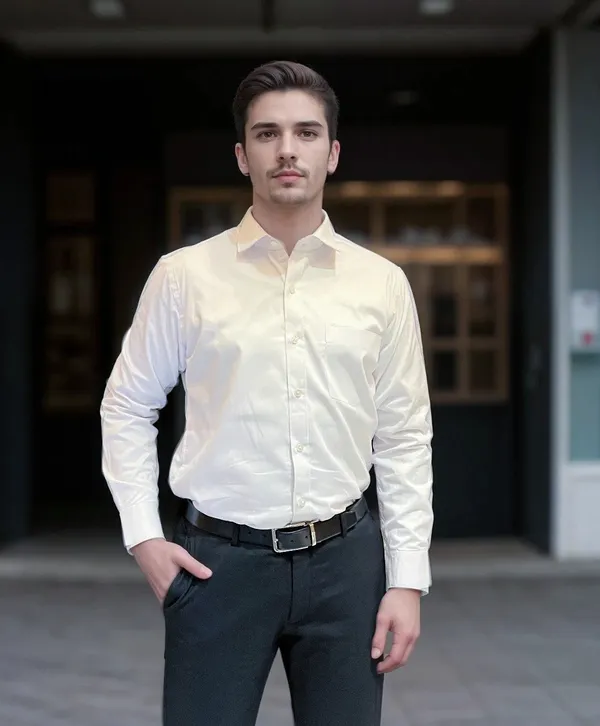 White__Fabusa_Plain_Poly_Cotton_Smart_Fit_Shirt_For_Men
