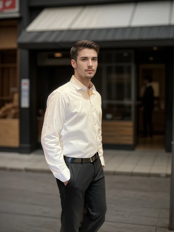 White__Fabusa_Plain_Poly_Cotton_Smart_Fit_Shirt_For_Men