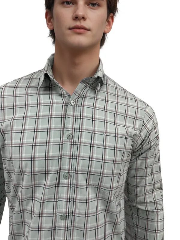 Sage_Grey_Cotton_Rich_Check_Shirt_For_Men