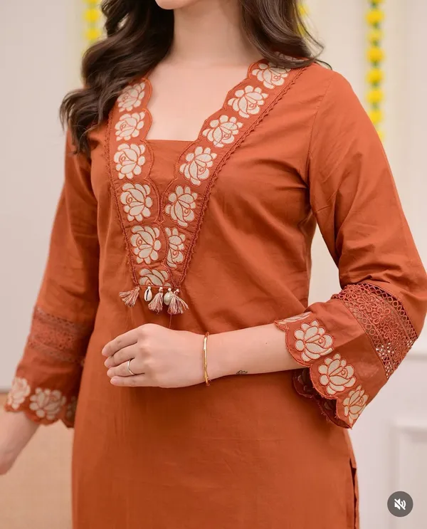 Terracotta_Brown_Cotton_Premium_&_Elegant_Kurta_&_Pant_With_Dupatta_For_Women