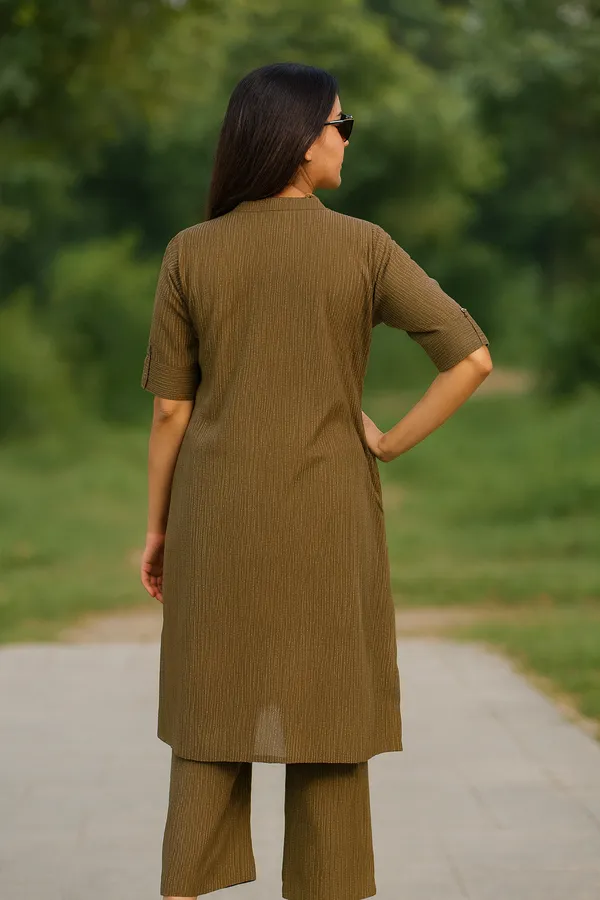 Creation_Katha_Cotton_Brown_Striped_Front-Open_Kurti_Set_with_Straight_Pants
