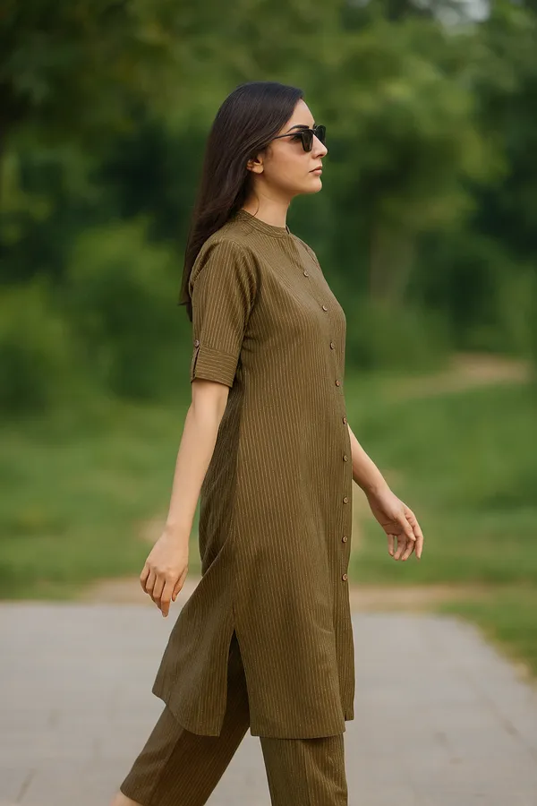 Creation_Katha_Cotton_Brown_Striped_Front-Open_Kurti_Set_with_Straight_Pants