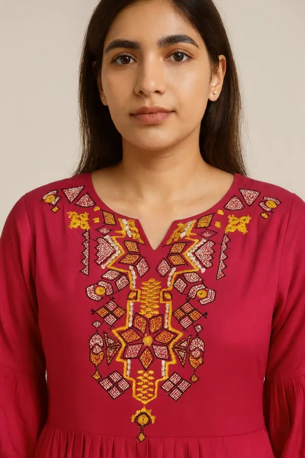 Pink_Cotton_Rayon_Premium_&_Elegant_Kurta_For_Women