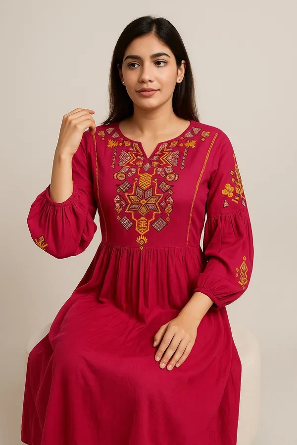 Pink_Cotton_Rayon_Premium_&_Elegant_Kurta_For_Women