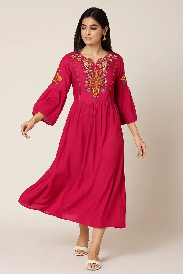Pink_Cotton_Rayon_Premium_&_Elegant_Kurta_For_Women