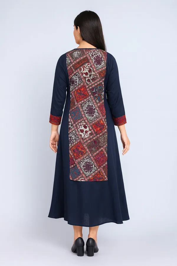 Dark_Blue_&_Maroon_Cotton_Rayon_Premium_&_Elegant_Kurta_For_Women