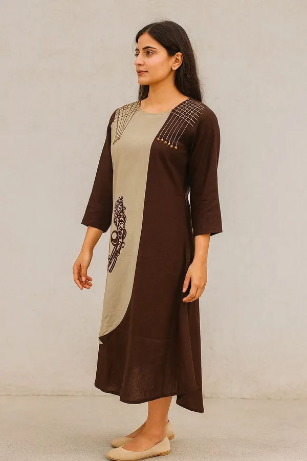 Brown_Cotton_Premium_&_Elegant_Kurta_For_Women
