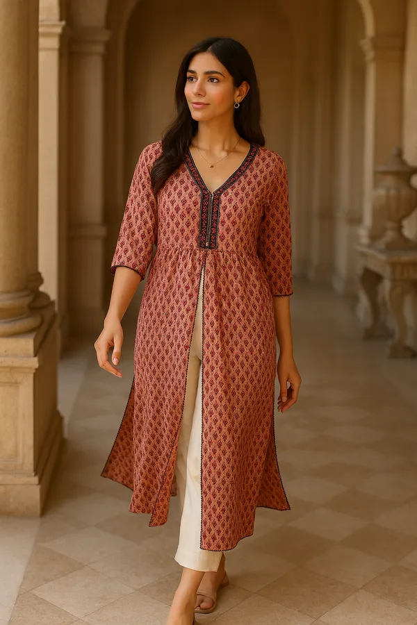 Peach_Rayon_Premium_&_Elegant_Kurta_For_Women