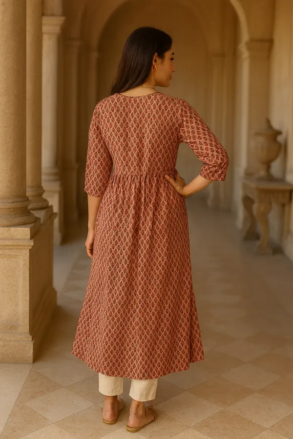 Peach_Rayon_Premium_&_Elegant_Kurta_For_Women