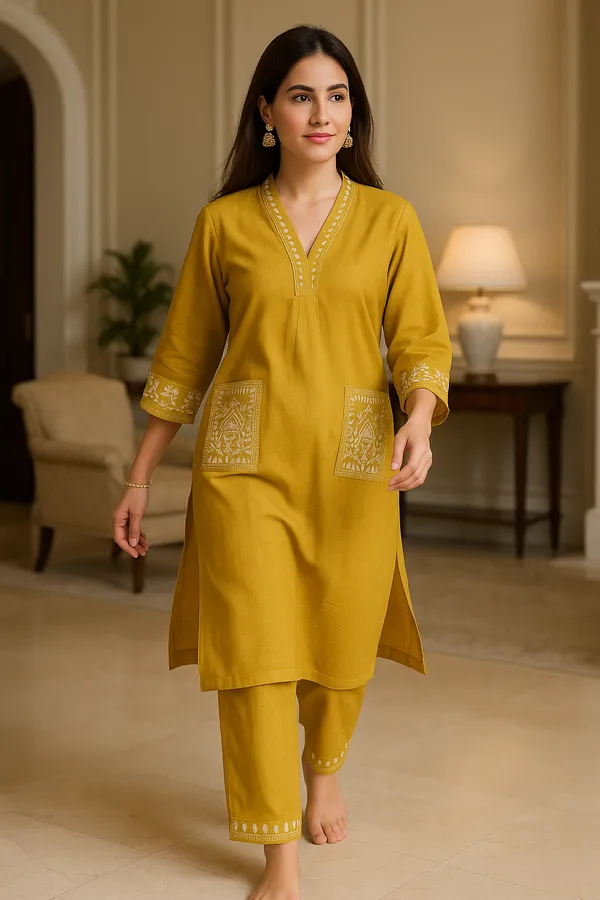 Mustard_Yellow_Khadi_Premium_&_Elegant_Co-Ord_Set_For_Women